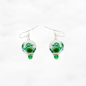 Green Plum Blossom Porcelain Earrings