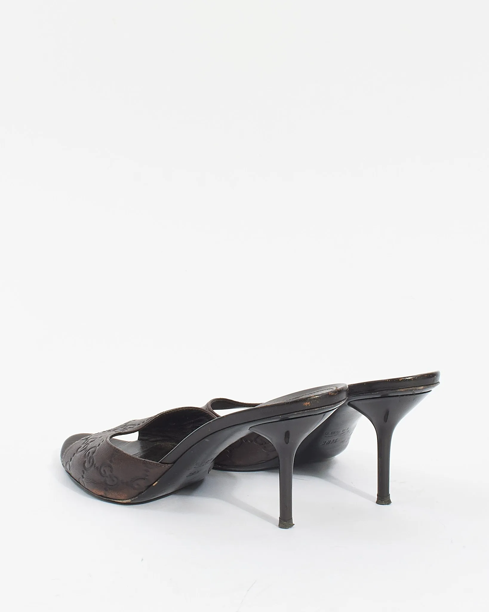 Gucci Brown Guccissima Leather Heeled Sandals - 38.5