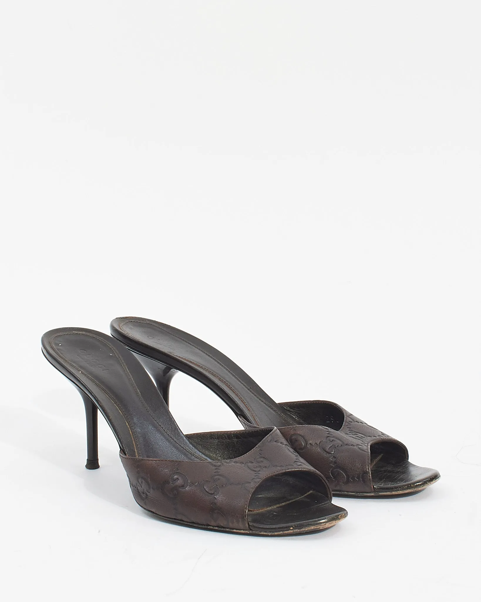 Gucci Brown Guccissima Leather Heeled Sandals - 38.5