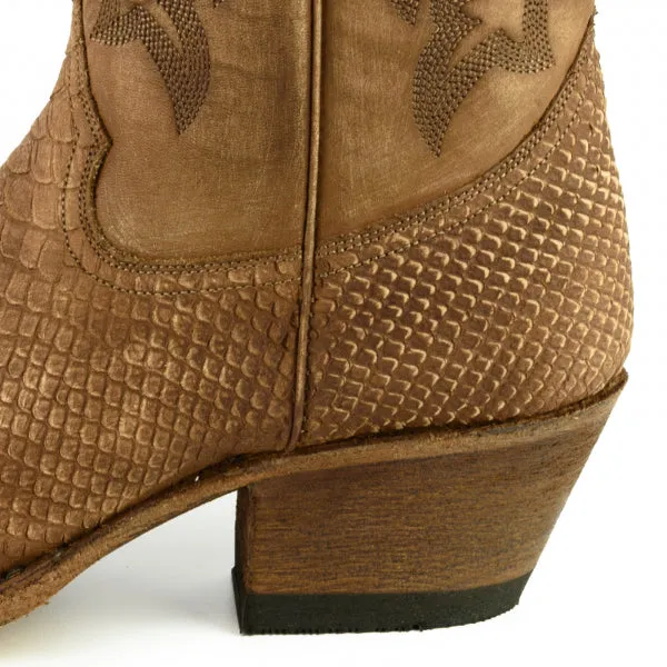 Handmade Women's Cowboy Country Western Boots Washed Light Brown Leather 2524