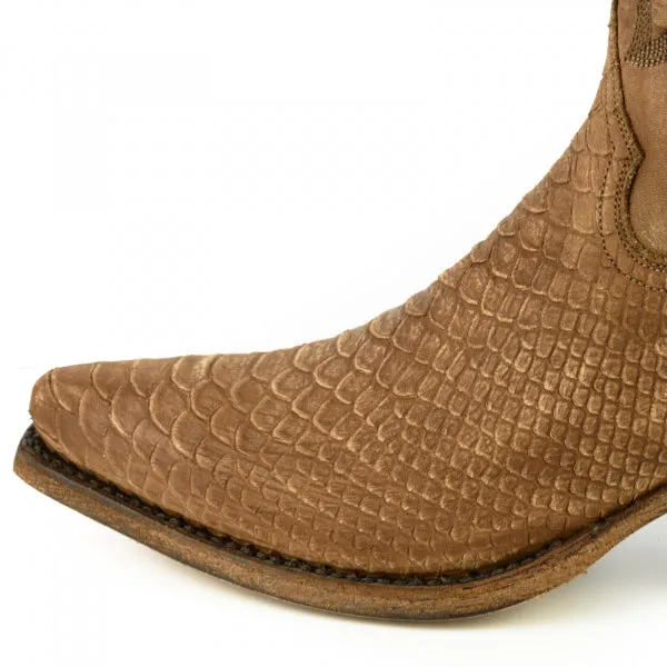 Handmade Women's Cowboy Country Western Boots Washed Light Brown Leather 2524