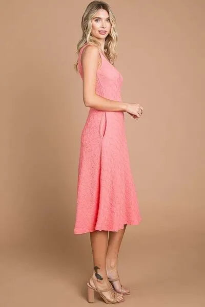 Hazel Blues® |  Culture Code Texture Square Neck Tank Dress with Pockets