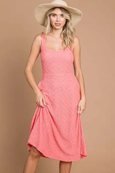 Hazel Blues® |  Culture Code Texture Square Neck Tank Dress with Pockets