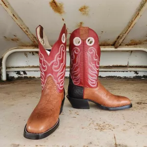 Hondo Picosa Creek Exclusive Walnut Spanish Shoulder w/Red Cow - The Roughstock Red Boot