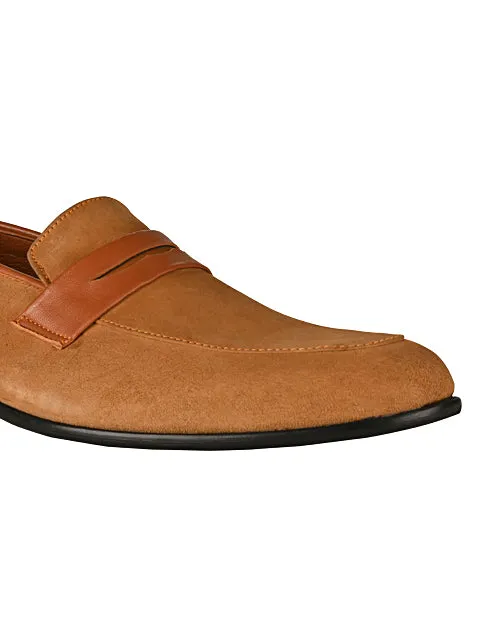 Hugo Tan Suede Loafers For Men