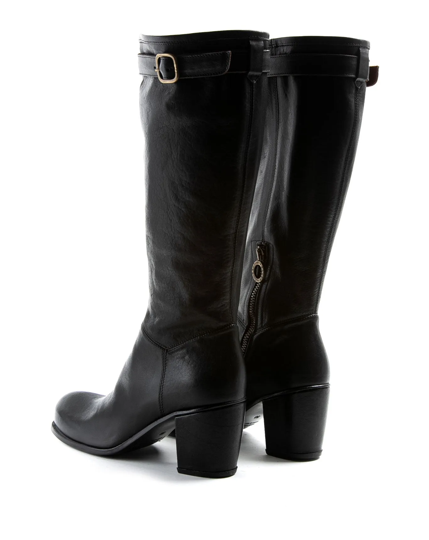 JENNA Black Leather Boots