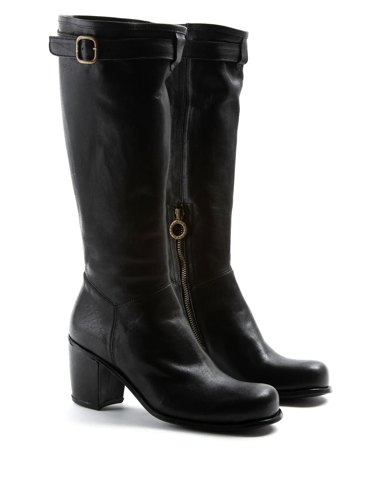 JENNA Black Leather Boots