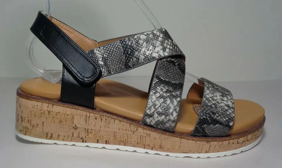 Kensie PALERMO Black Snake Heeled Sandals New Women's Shoes