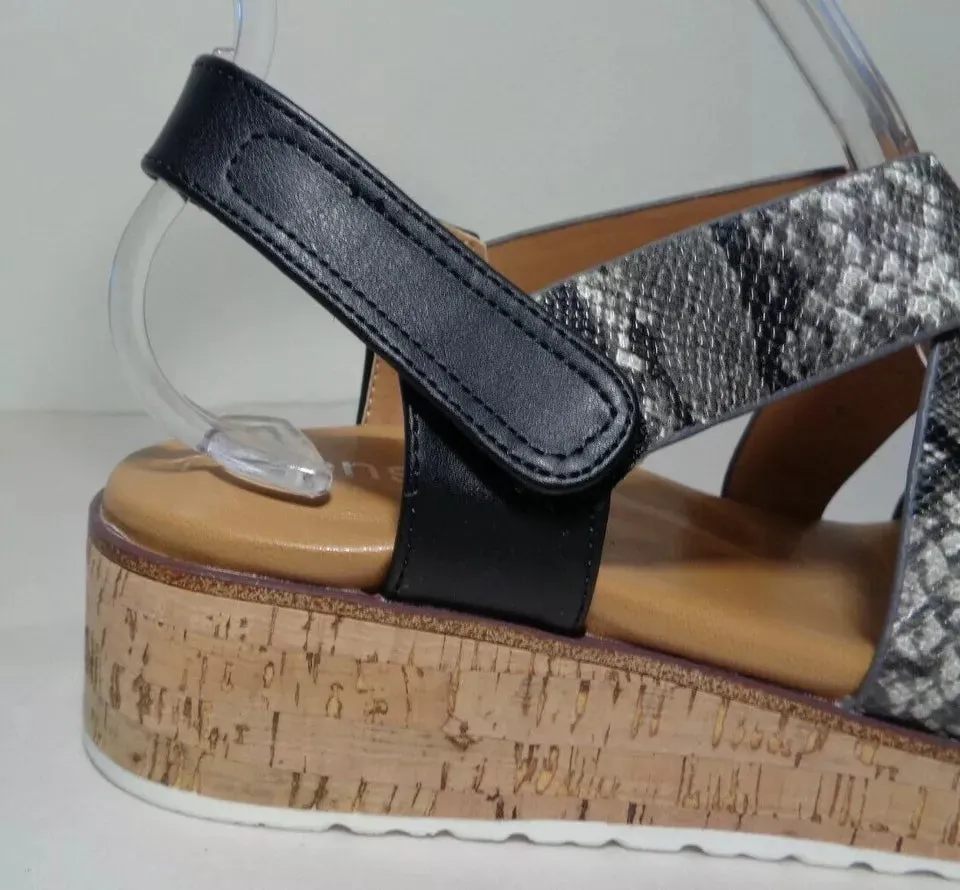Kensie PALERMO Black Snake Heeled Sandals New Women's Shoes