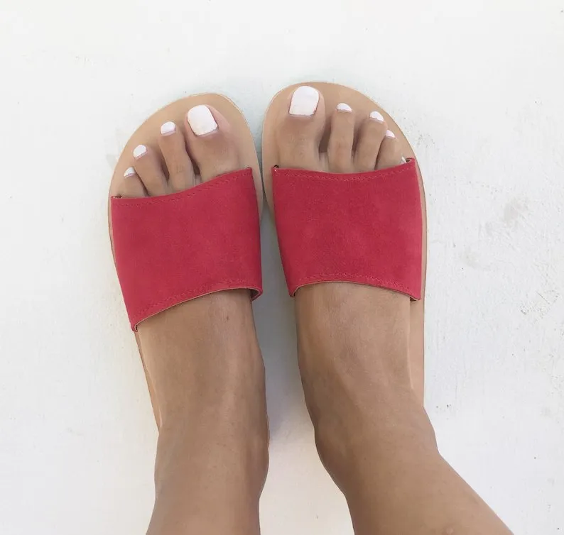 Leather Slide Sandals