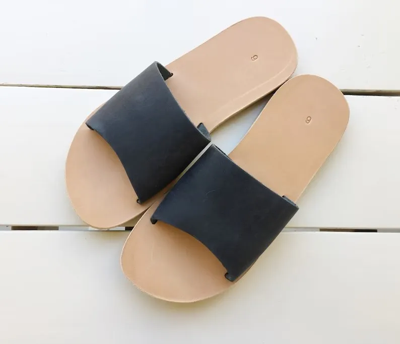 Leather Slide Sandals