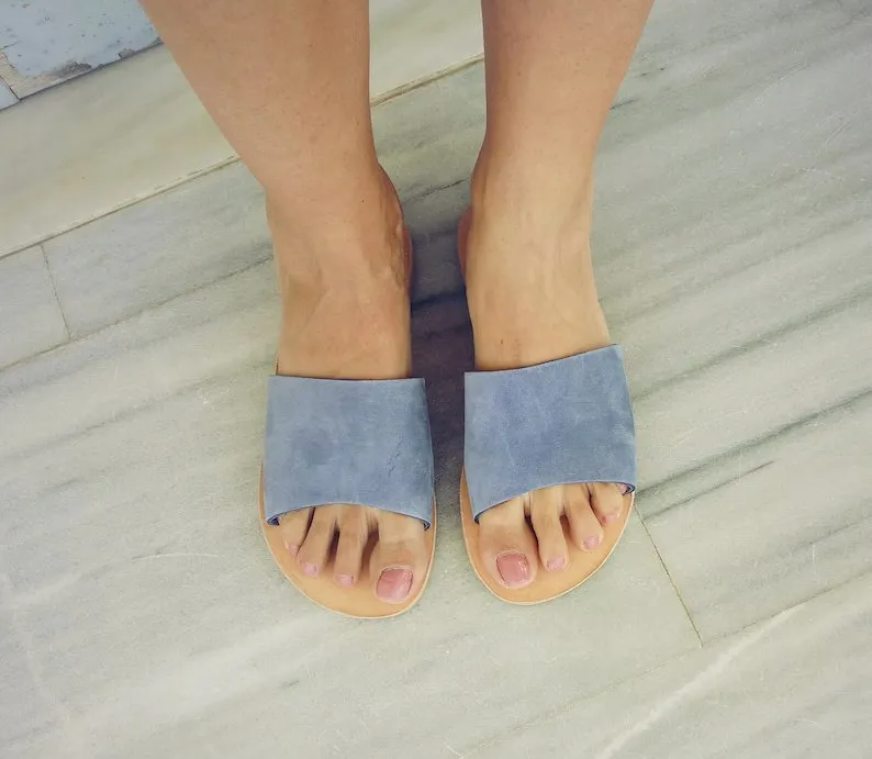 Leather Slide Sandals