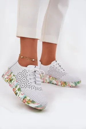 Light leather cut-out women's low shoes