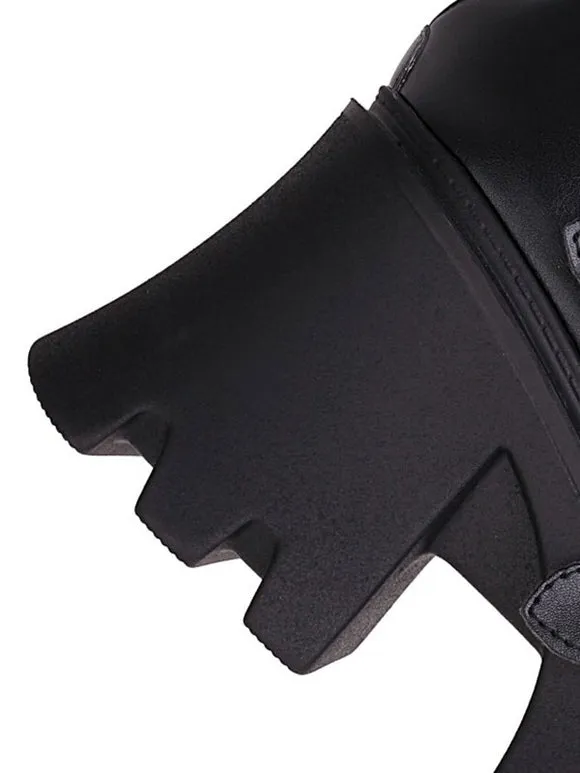 Lolita Boots Round Toe PU Leather Black Lolita Footwear