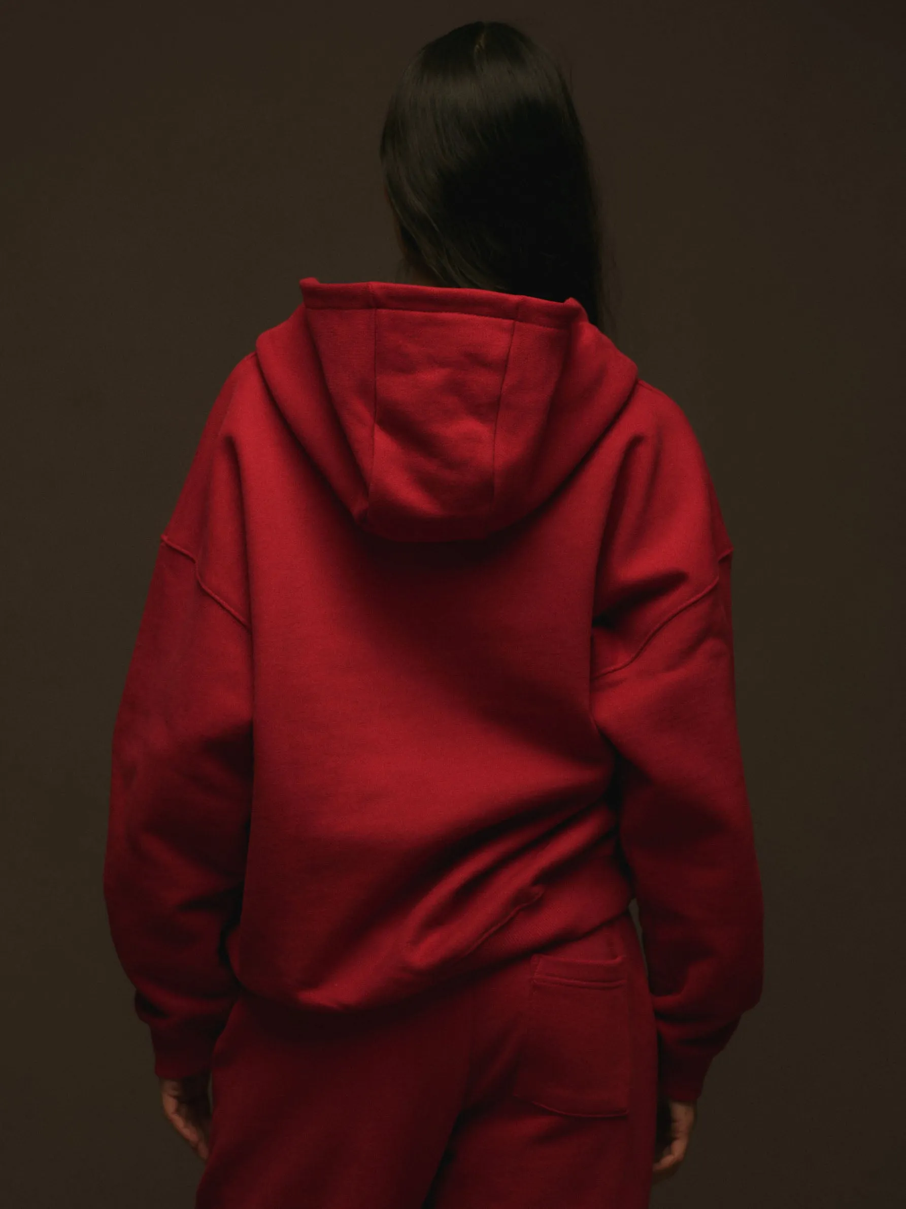 Lovers Club Oversized Full Zip Hoodie - Cherry Red