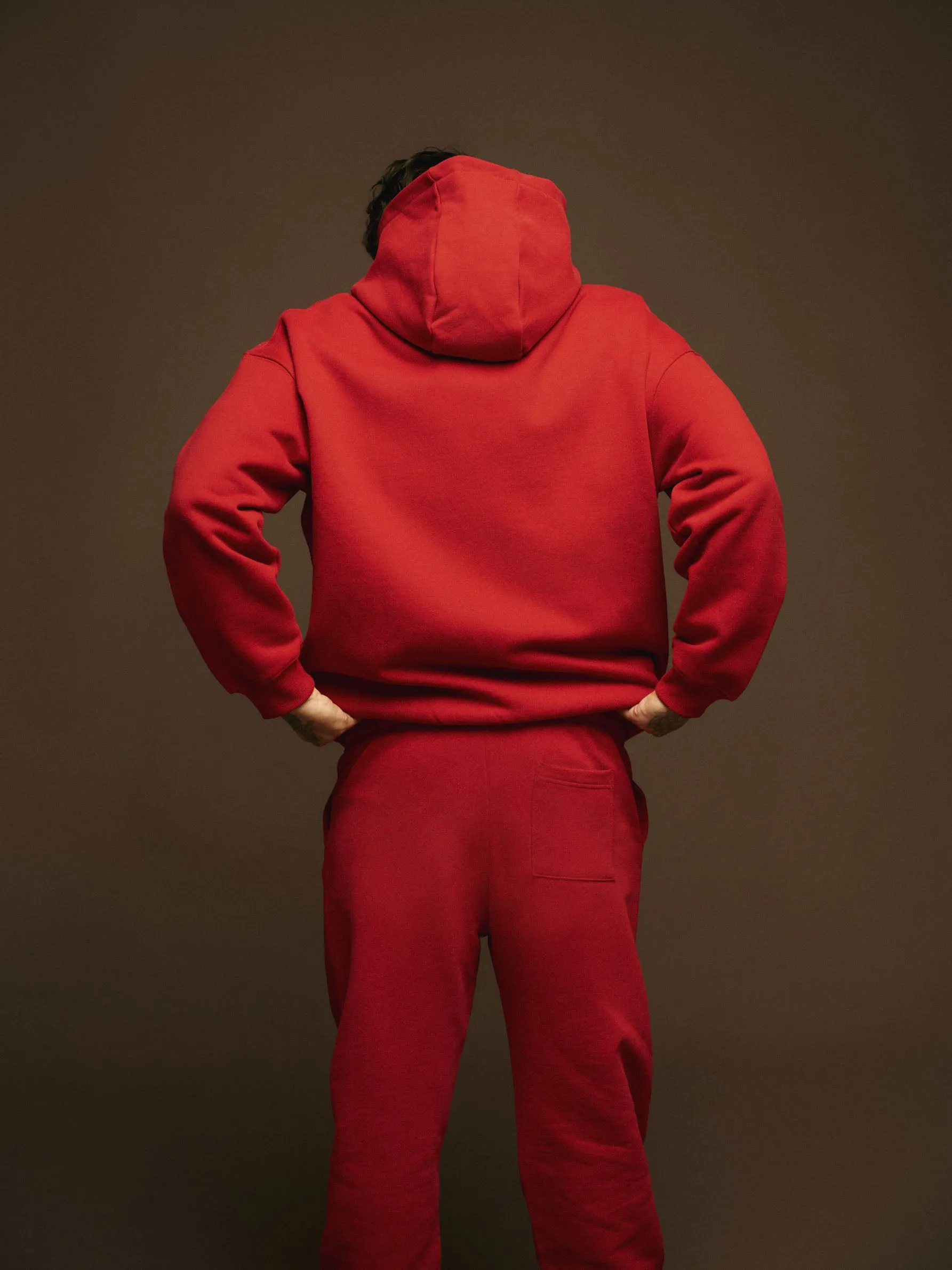 Lovers Club Oversized Full Zip Hoodie - Cherry Red