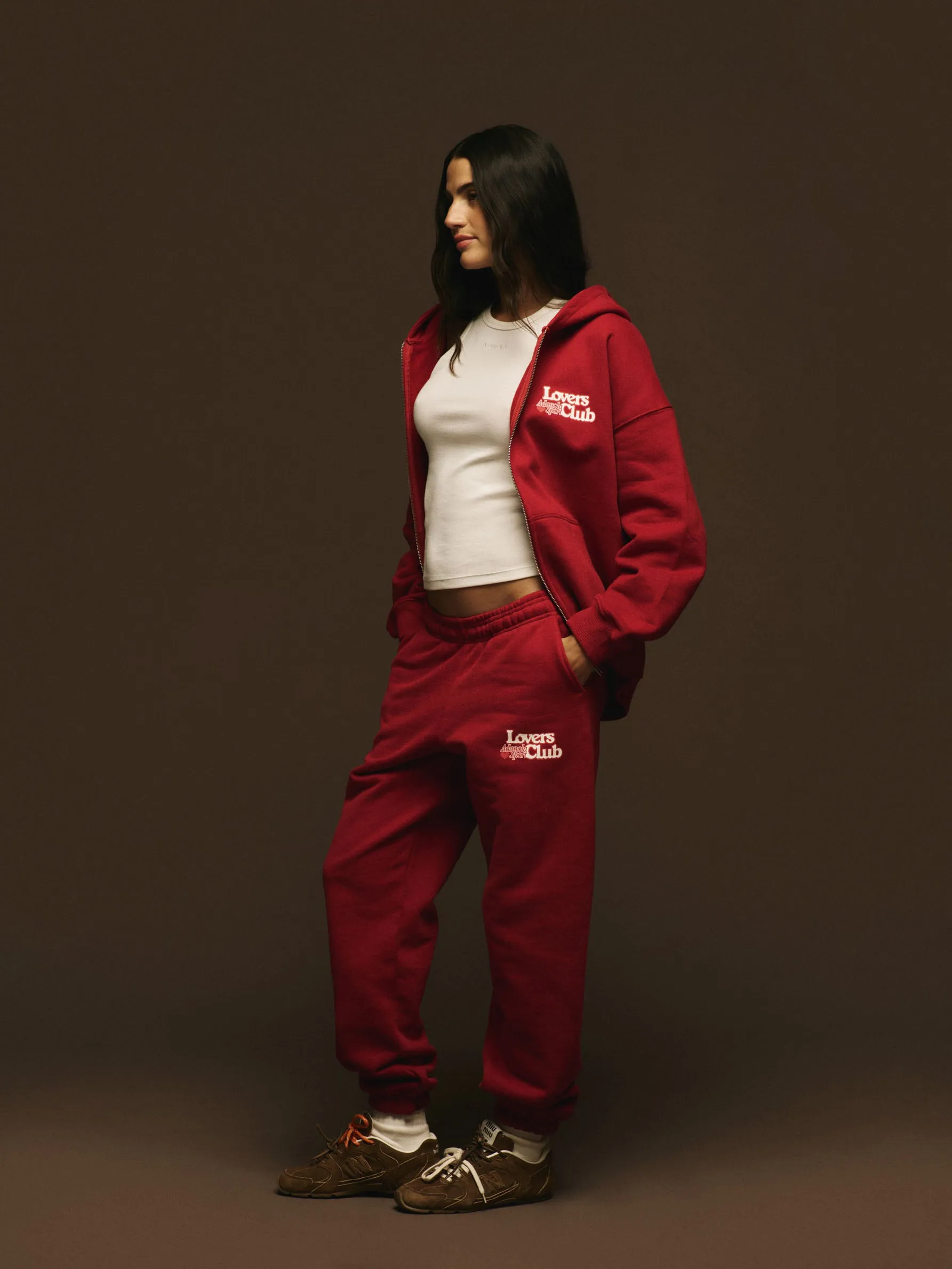 Lovers Club Oversized Full Zip Hoodie - Cherry Red
