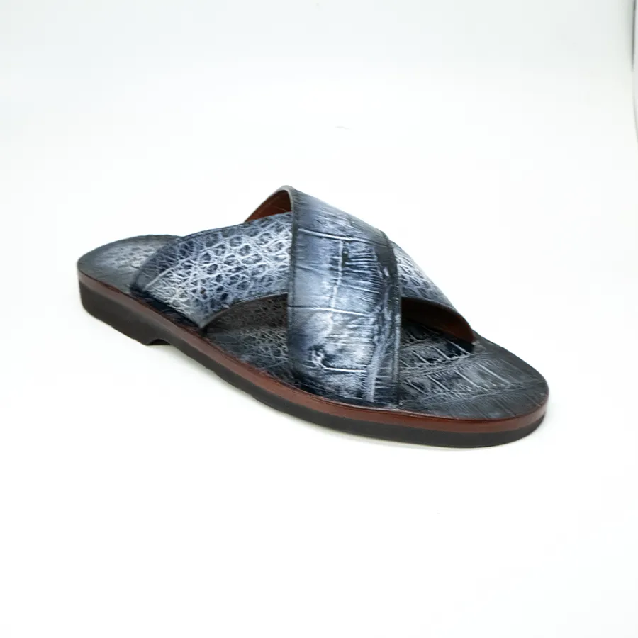 Marco Di Milano Elio Hand Painted Newspaper All Over Alligator Sandals