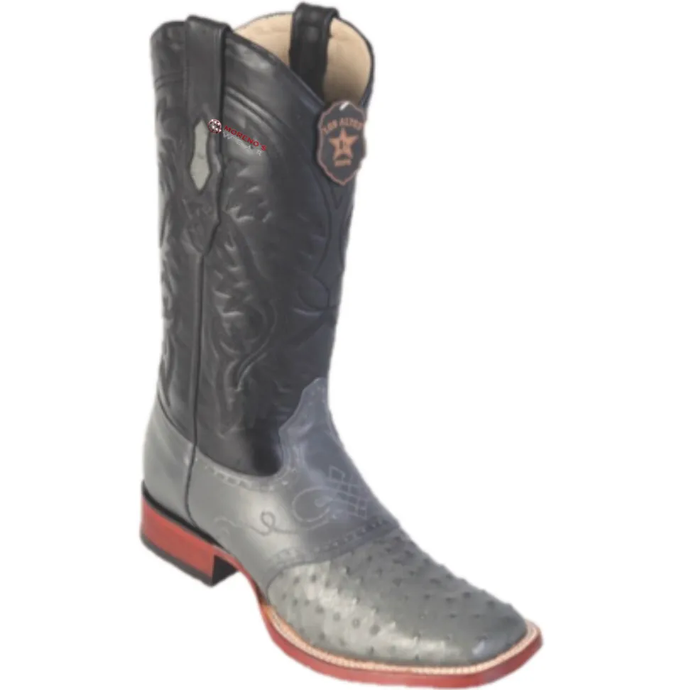 Men’s Los Altos Ostrich Boots With Saddle Wide Square Toe