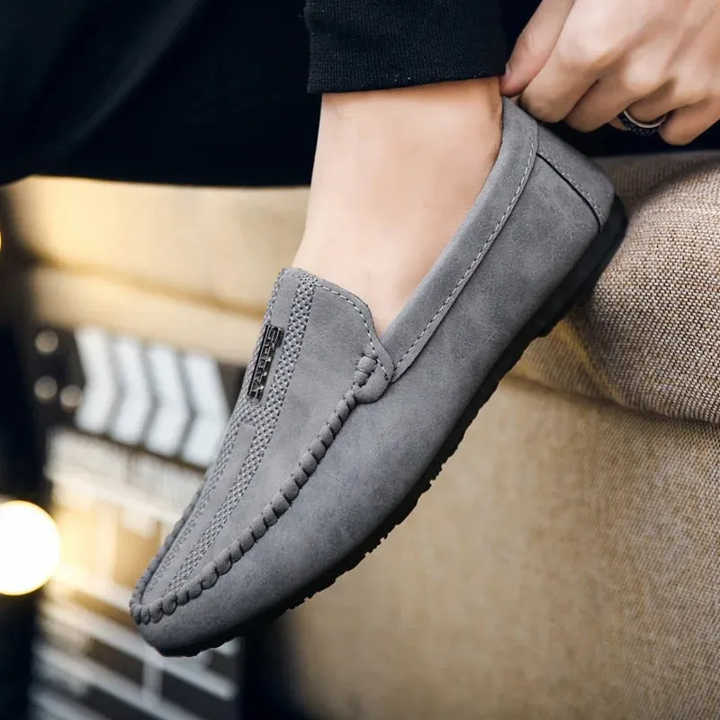 Men’s Modern Suede Vegan Leather Loafers with Textured Style | Eco-Friendly Materials
