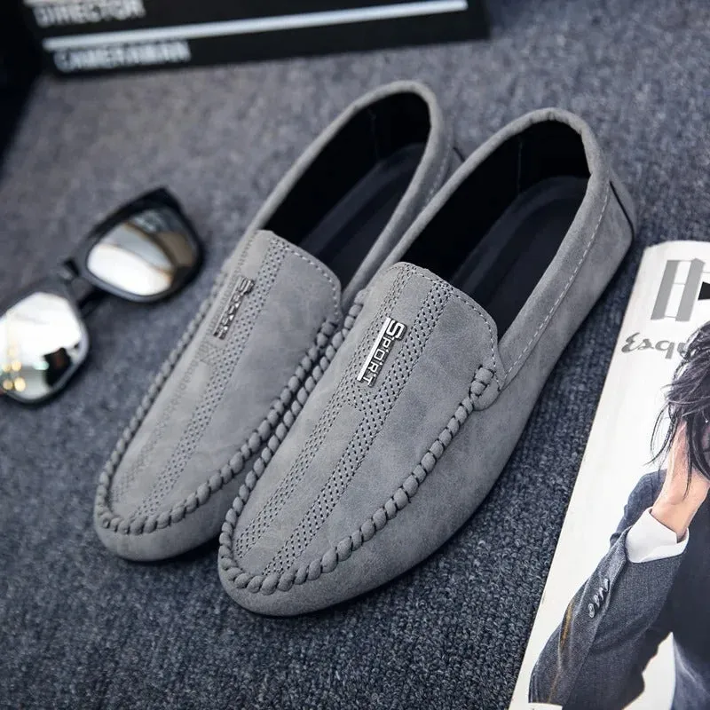 Men’s Modern Suede Vegan Leather Loafers with Textured Style | Eco-Friendly Materials