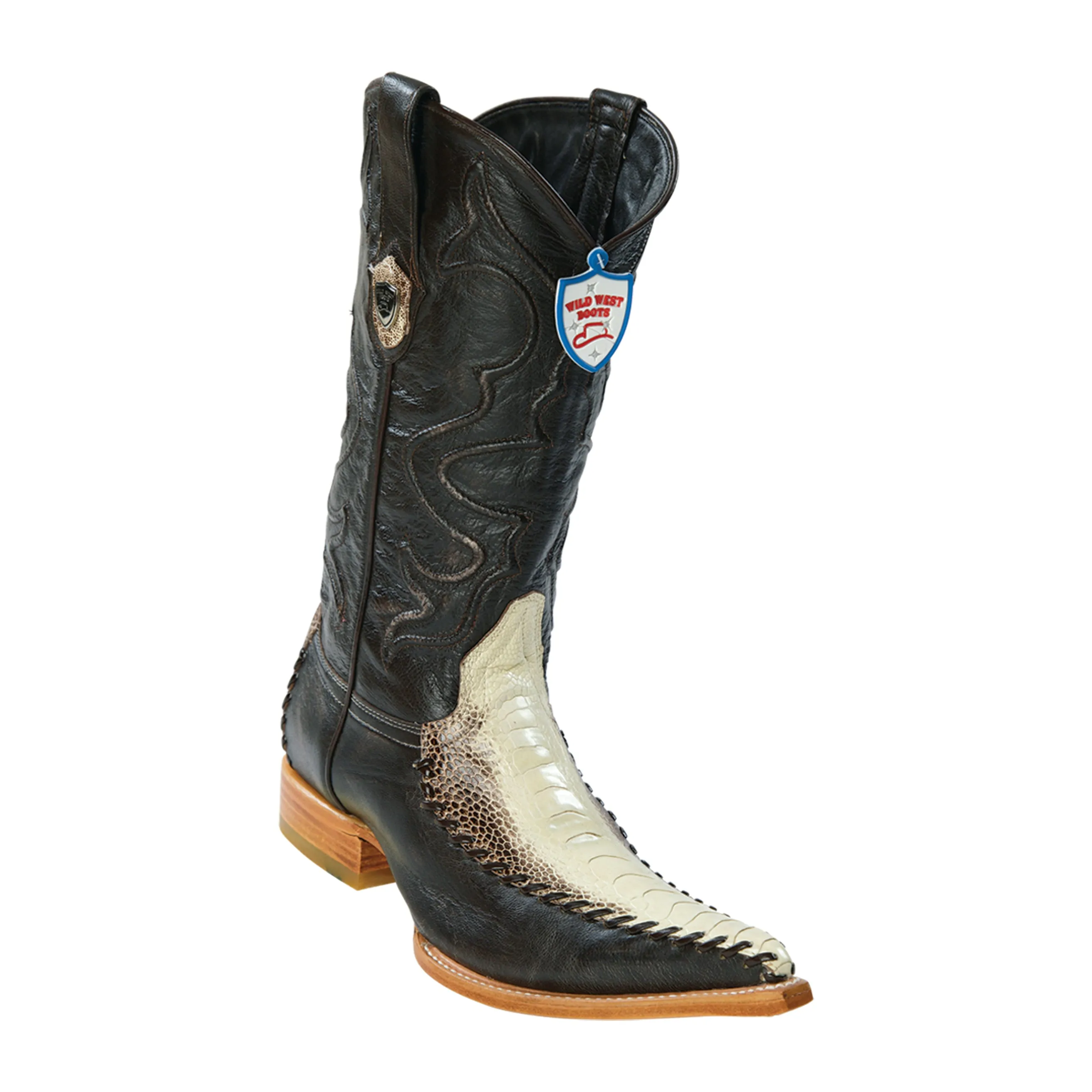 Men's Wild West Ostrich Leg With Deer Boots 3x Toe