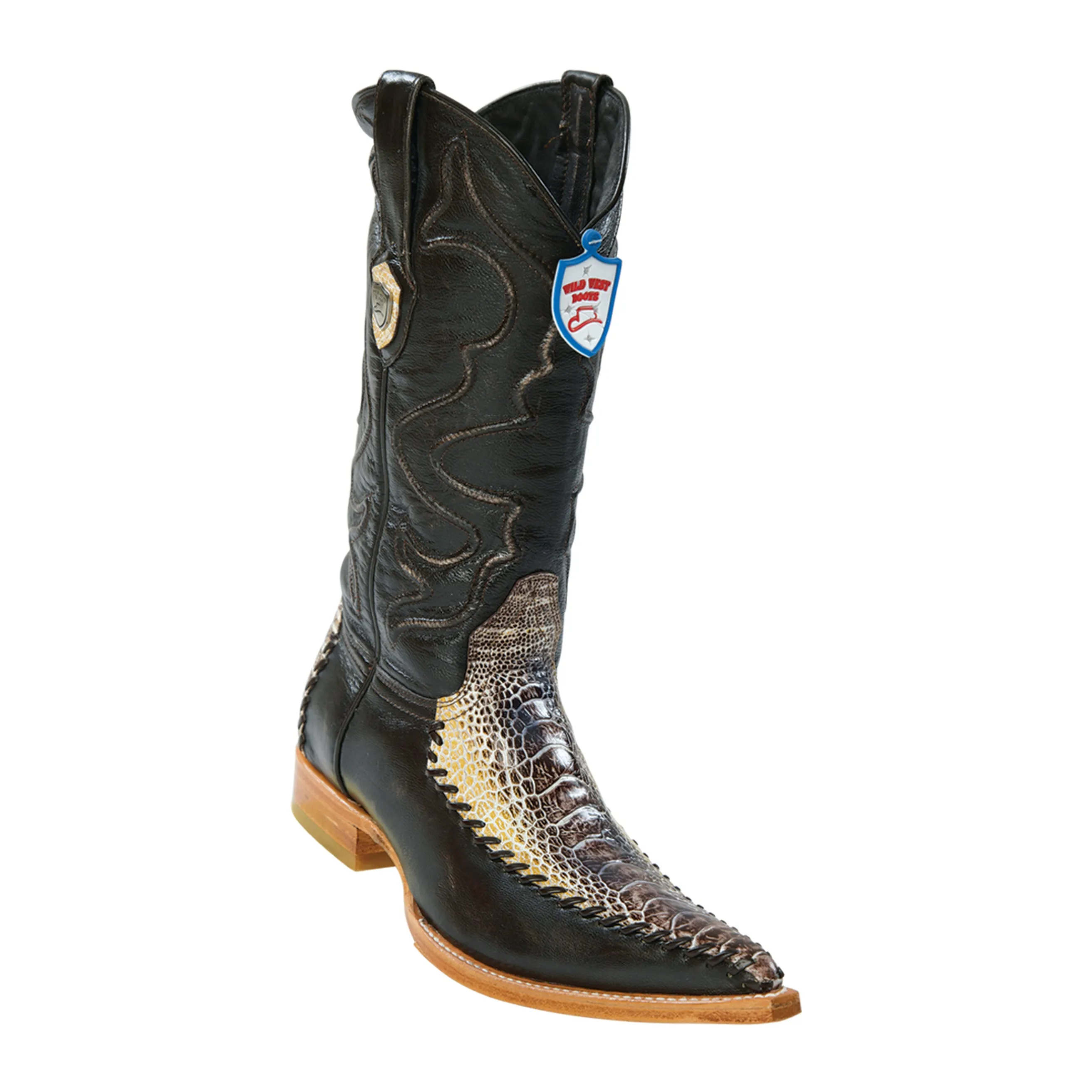 Men's Wild West Ostrich Leg With Deer Boots 3x Toe