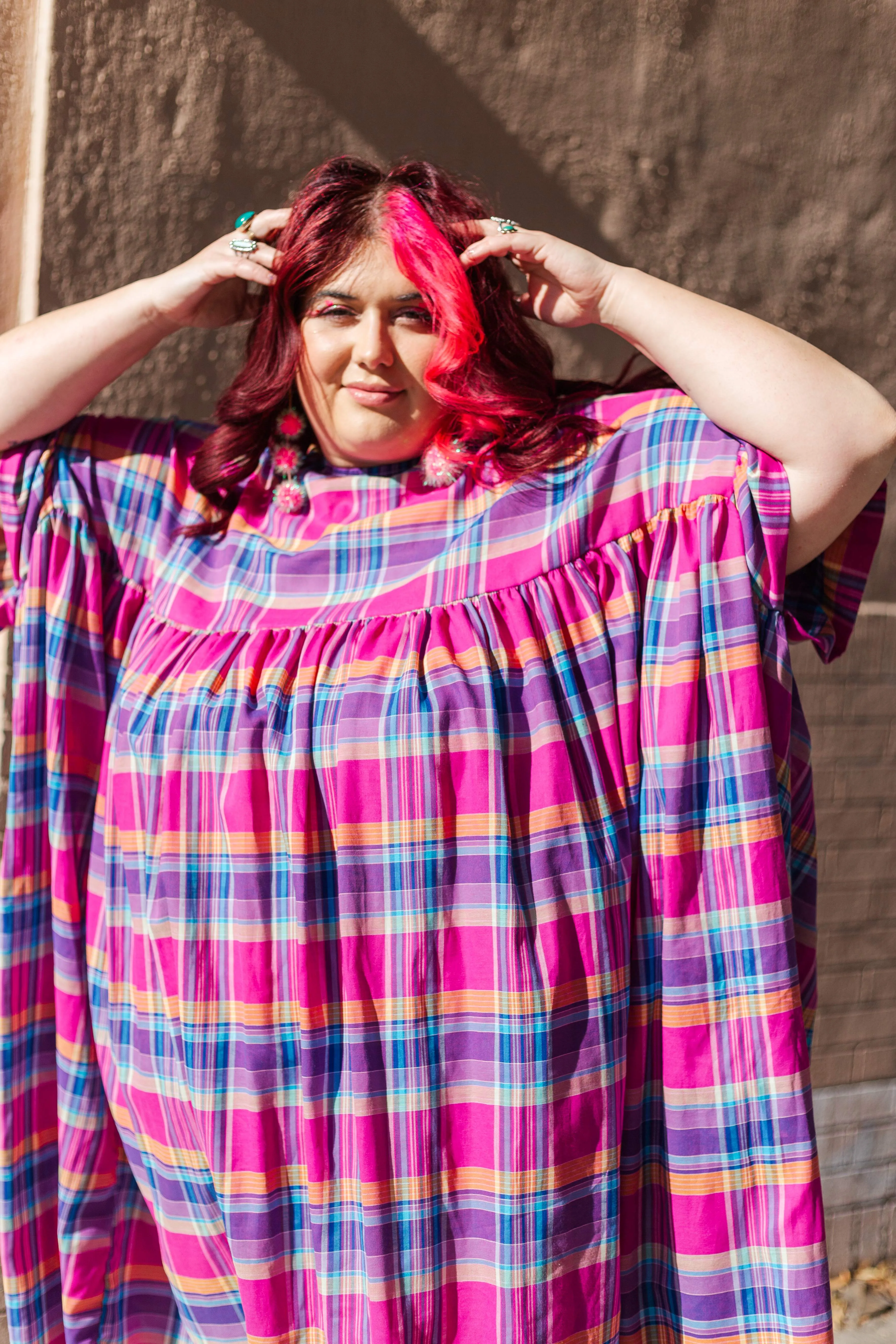 Mushroom Dress in Pink Plaid (RTS)