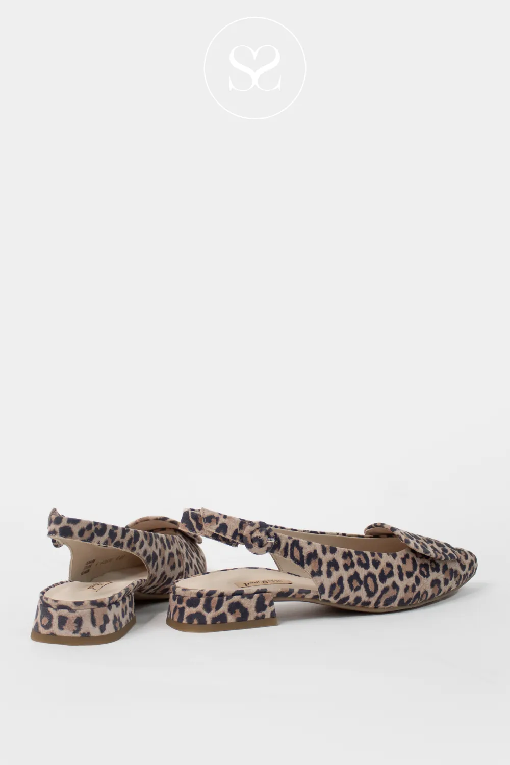 PAUL GREEN 6090 LEOPARD SUEDE SLINGBACK BLOCK HEEL PUMPS