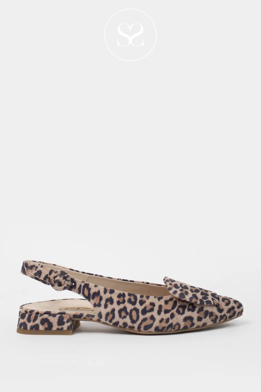PAUL GREEN 6090 LEOPARD SUEDE SLINGBACK BLOCK HEEL PUMPS