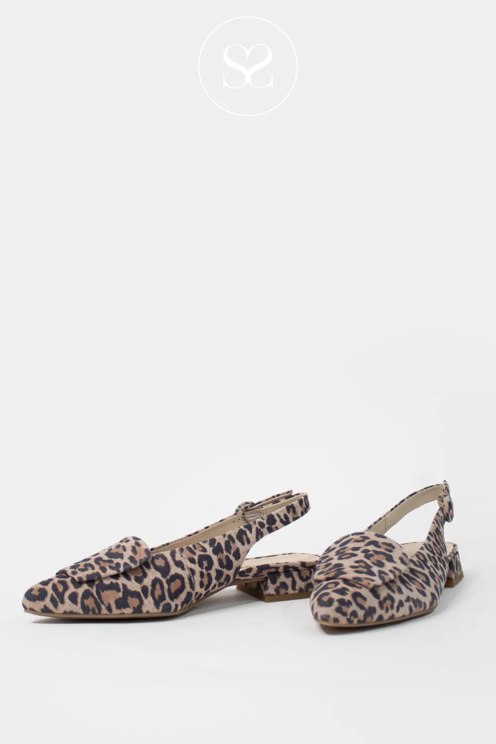 PAUL GREEN 6090 LEOPARD SUEDE SLINGBACK BLOCK HEEL PUMPS