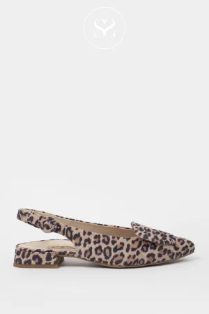 PAUL GREEN 6090 LEOPARD SUEDE SLINGBACK BLOCK HEEL PUMPS