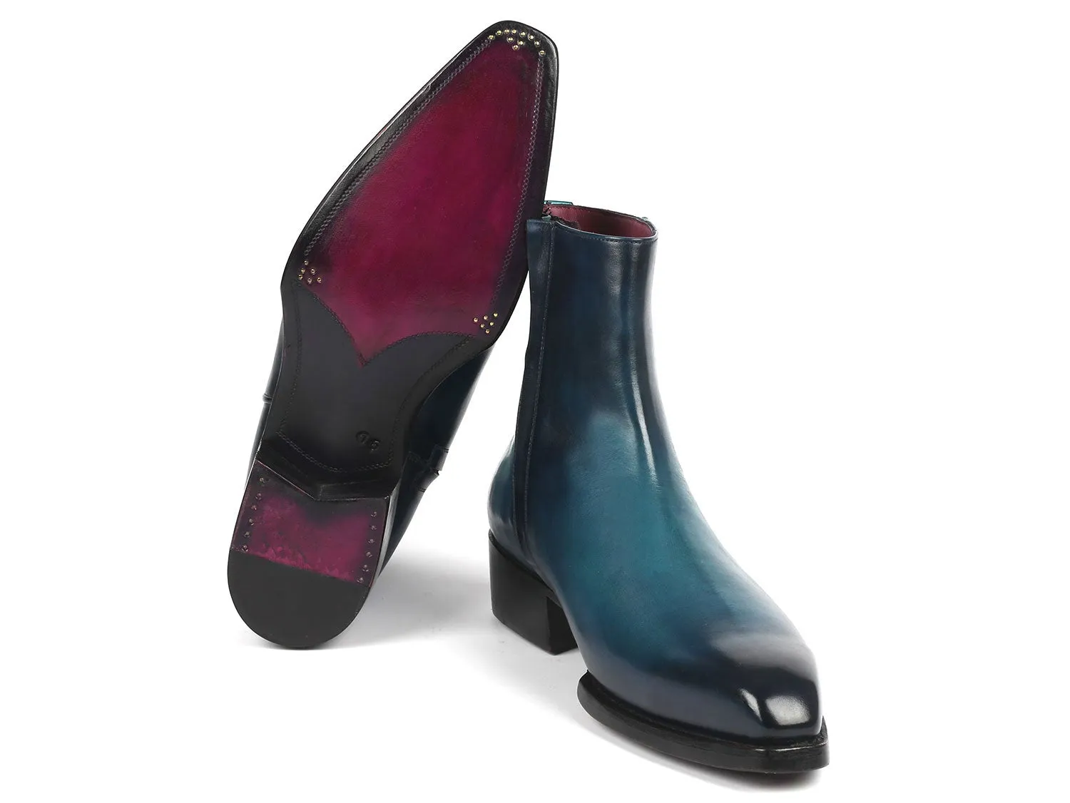 Paul Parkman Blue Leather Dress Boots