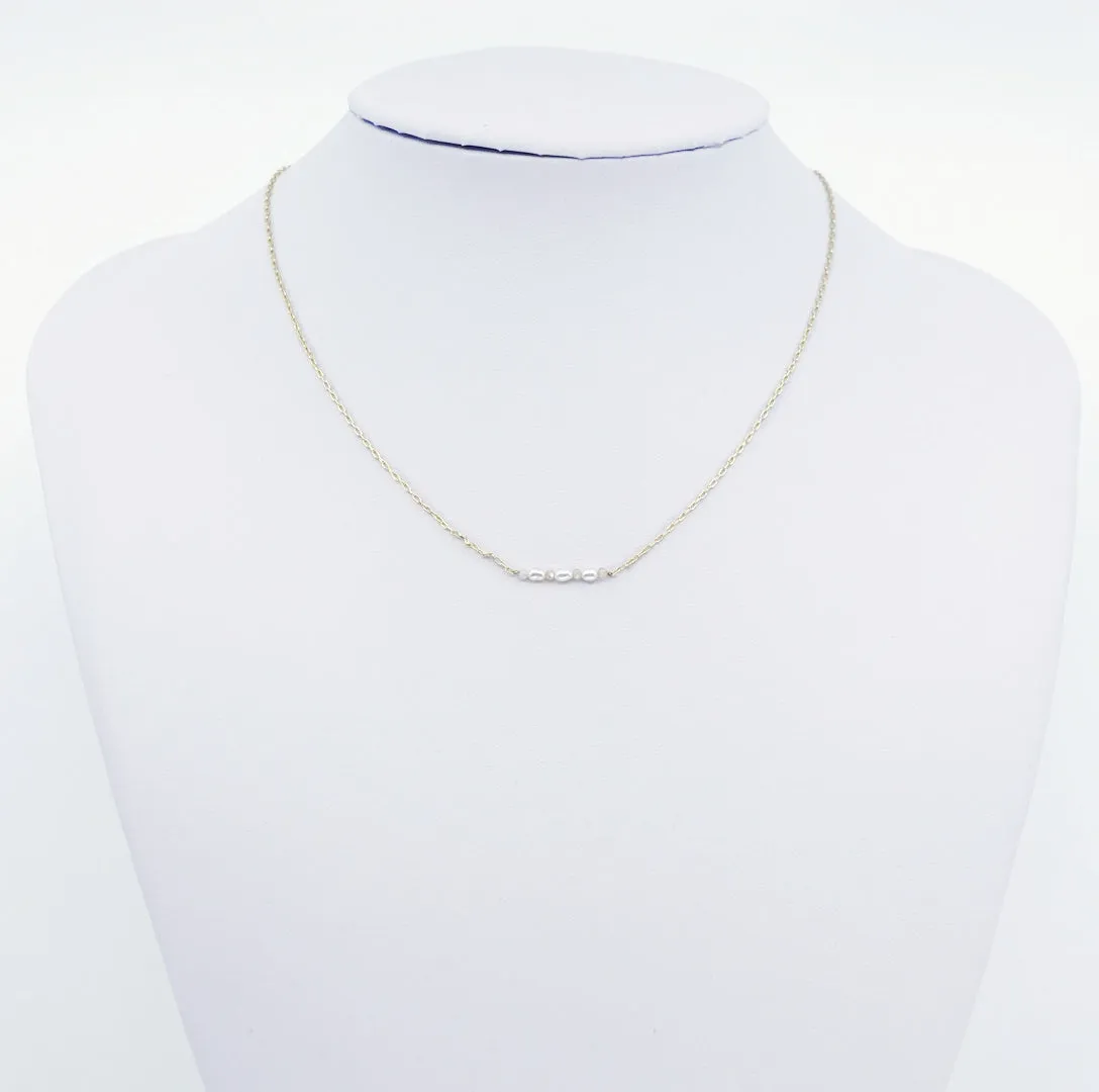 Pearl Line Necklace and Earrings Set