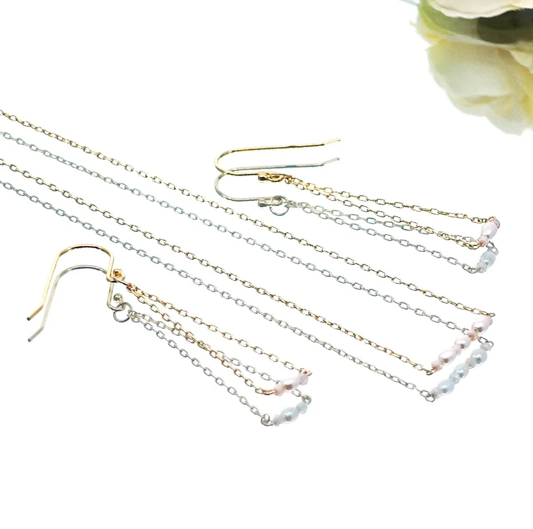 Pearl Line Necklace and Earrings Set
