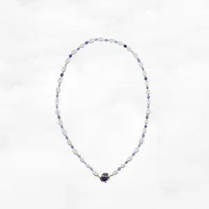 Pearl Necklace with Purple Zirconia