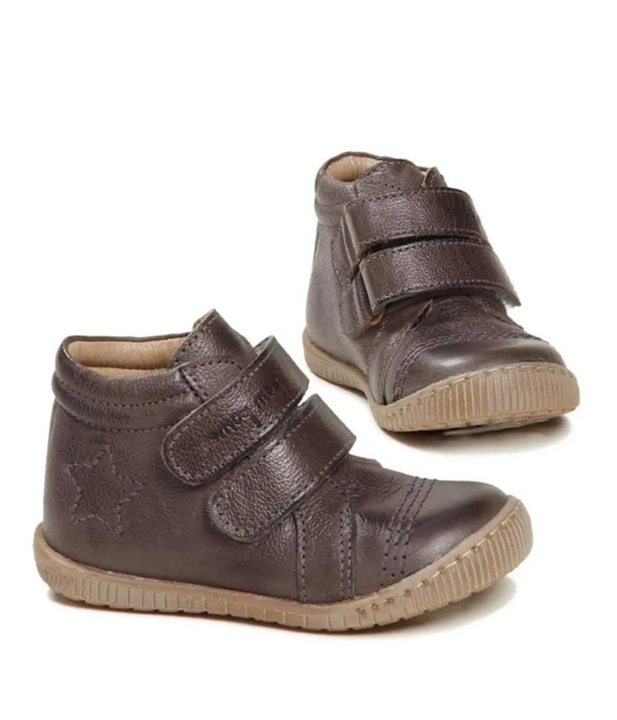 Pom Pom  Walkies Star Velcro Grey Hi-Top Trainers