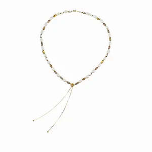 Radiant Glass and Pearl Necklace