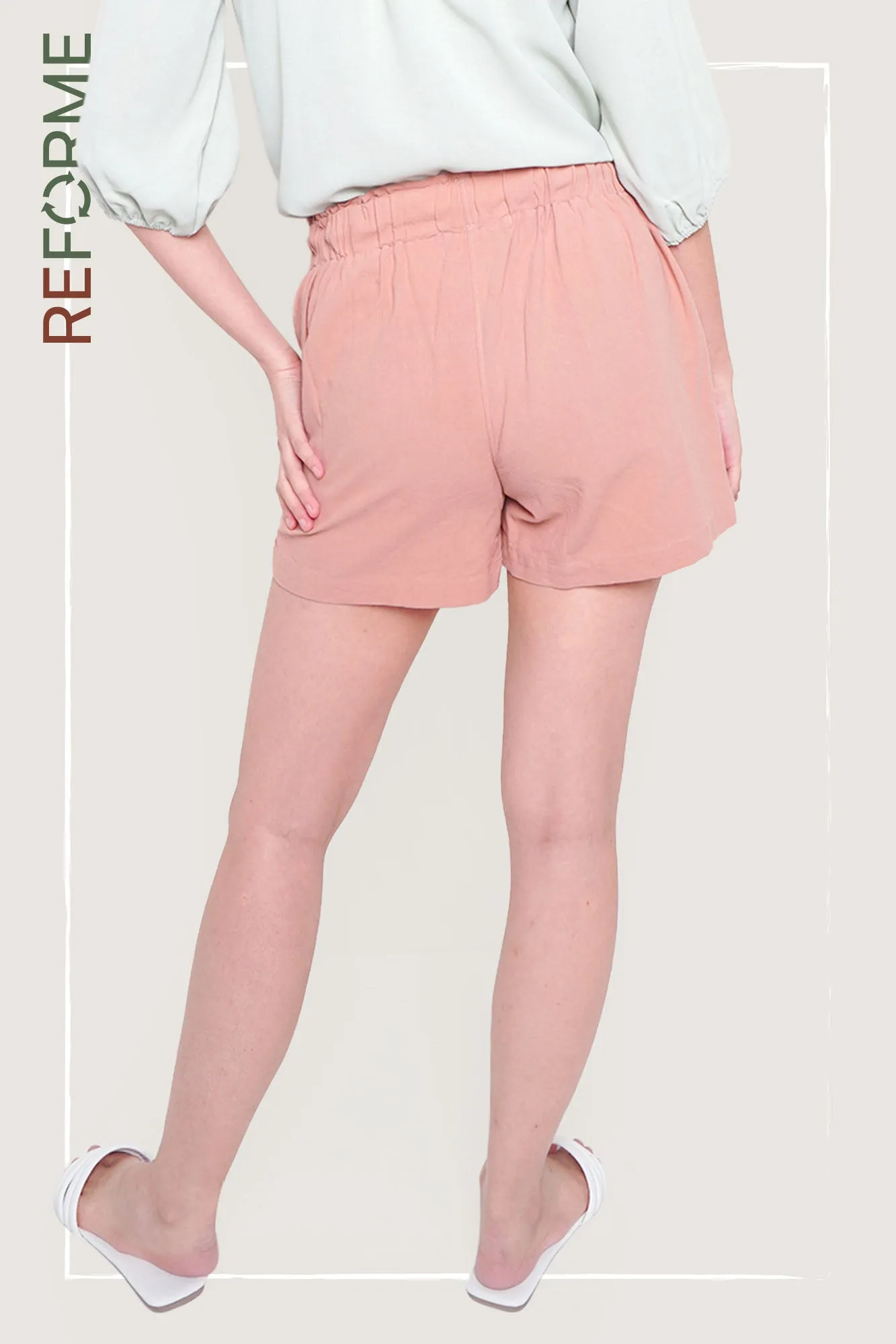 REFORME Drawstring Paperbag Waist Shorts