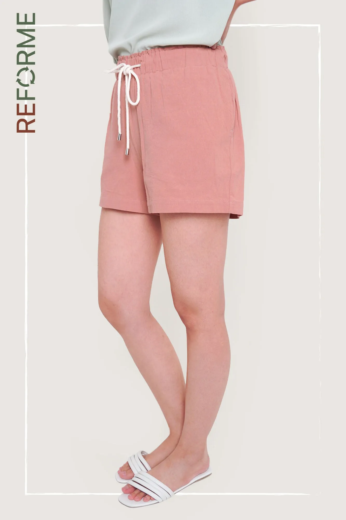 REFORME Drawstring Paperbag Waist Shorts