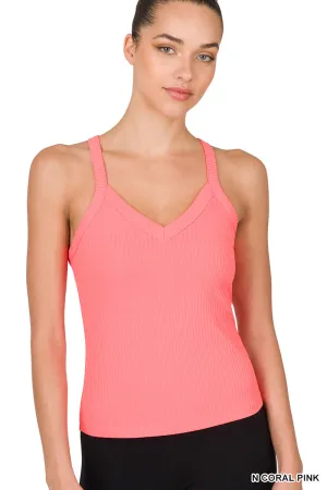 RIBBED CROP CAMI - N CORAL PINK