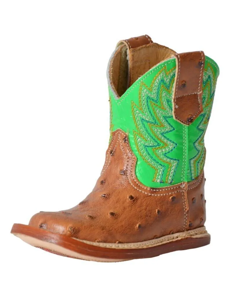 Roper Cowbaby Brown Faux Ostrich Infant Boots
