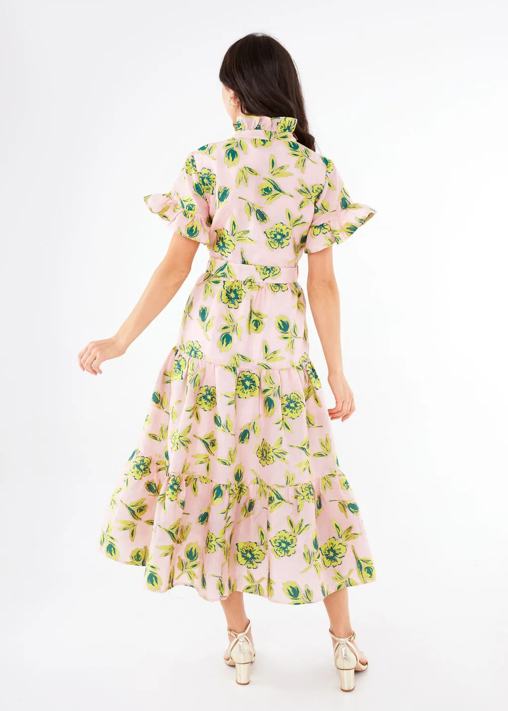 Sadie Maxi Dress Pink Tropical Tulip Jacquard