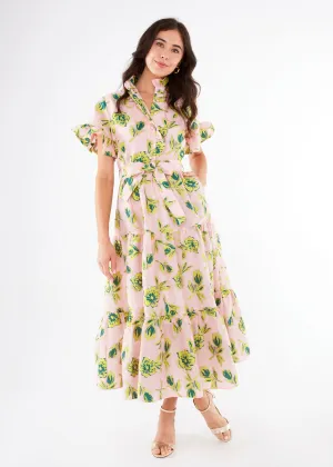Sadie Maxi Dress Pink Tropical Tulip Jacquard