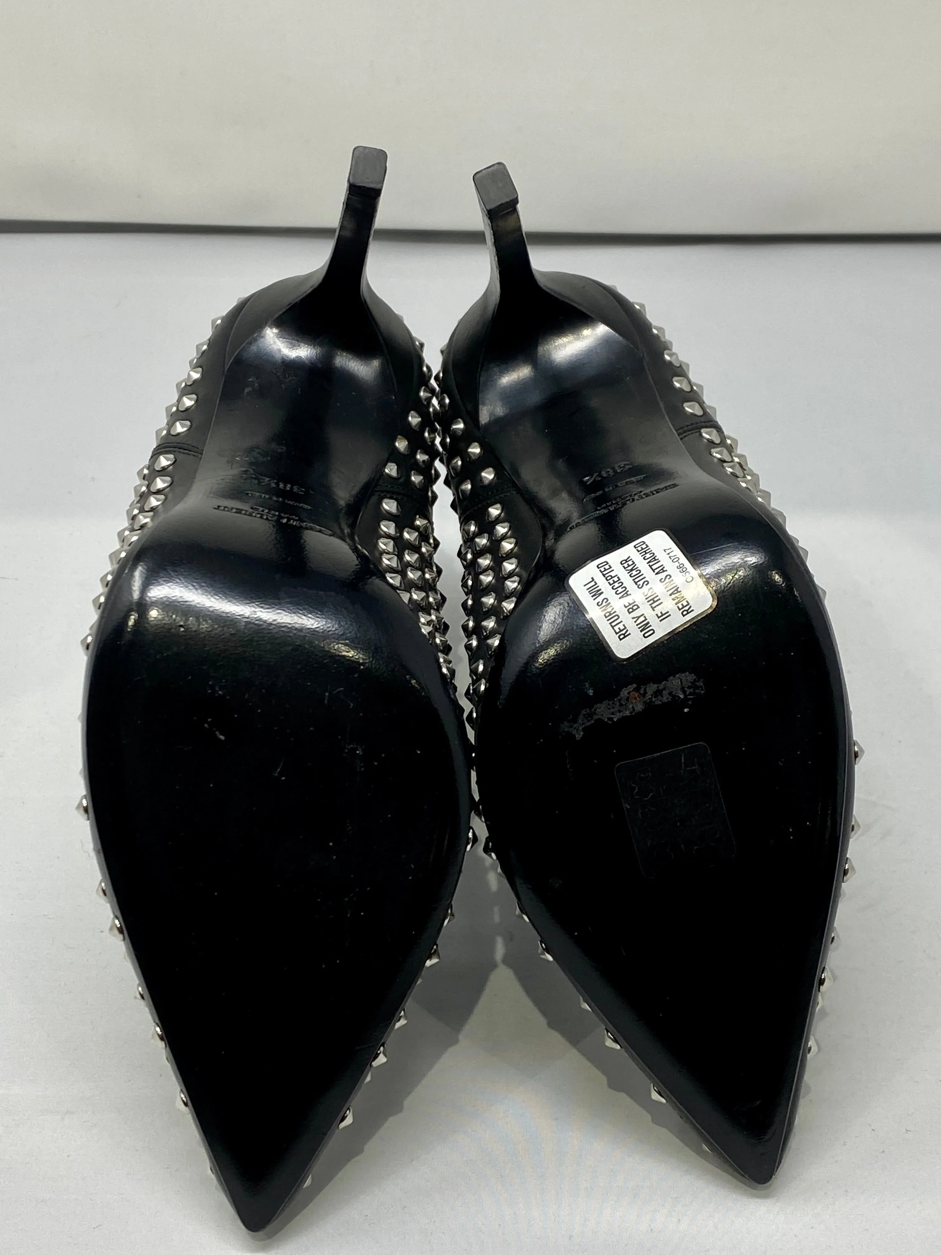 Saint Laurent Black leather Studded Pointed Ankle Booties