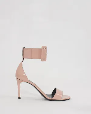 Saint Laurent Blush Pink Patent Leather Buckle Heeled Sandals - 38.5
