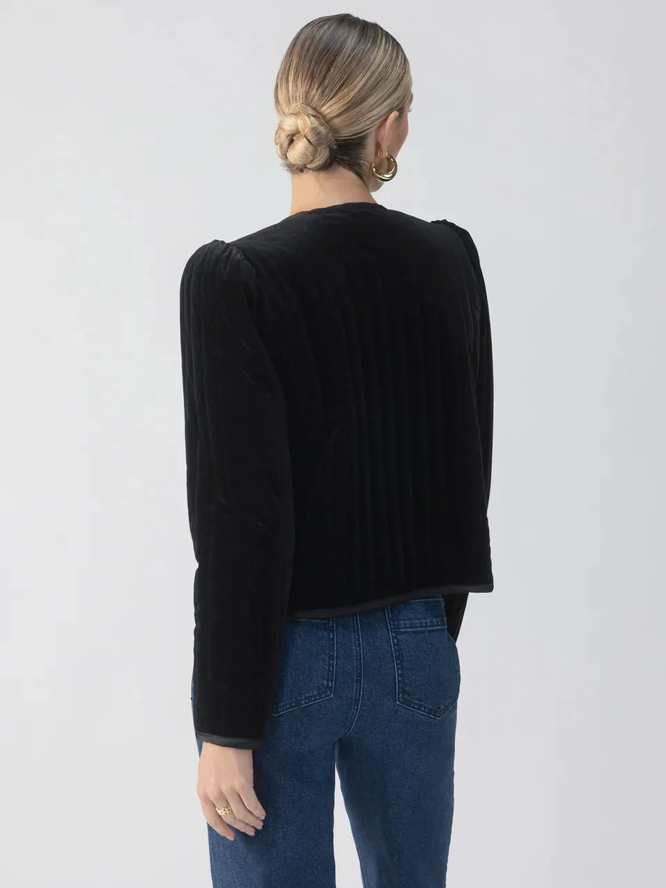 Sanctuary Quilted Black Velvet Jacket