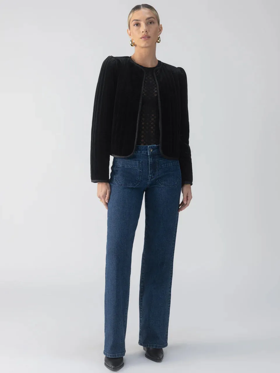 Sanctuary Quilted Black Velvet Jacket