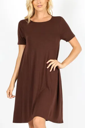 Short Sleeve Flared Pocket Dress