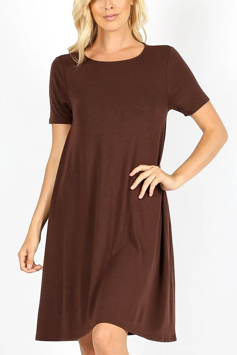 Short Sleeve Flared Pocket Dress